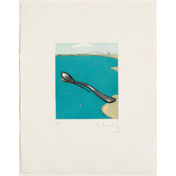 Claes Oldenburg, Spoon Pier: Claes Oldenburg (1929–2022) was a leading figure of Pop Art, internationally celebrated for transforming everyday objects into monumental sculptures and graphic works. Spoon Pier is an etching and a