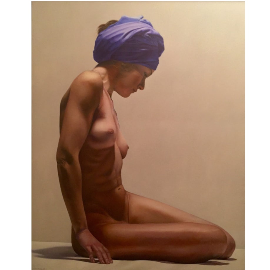 Luciano Ventrone, Oltre la Scena: Luciano Ventrone is an Italian master of hyperrealism, celebrated for his meticulous technique and luminous surfaces. Oltre la Scena presents a finely rendered nude figure, showcasing his exceptional