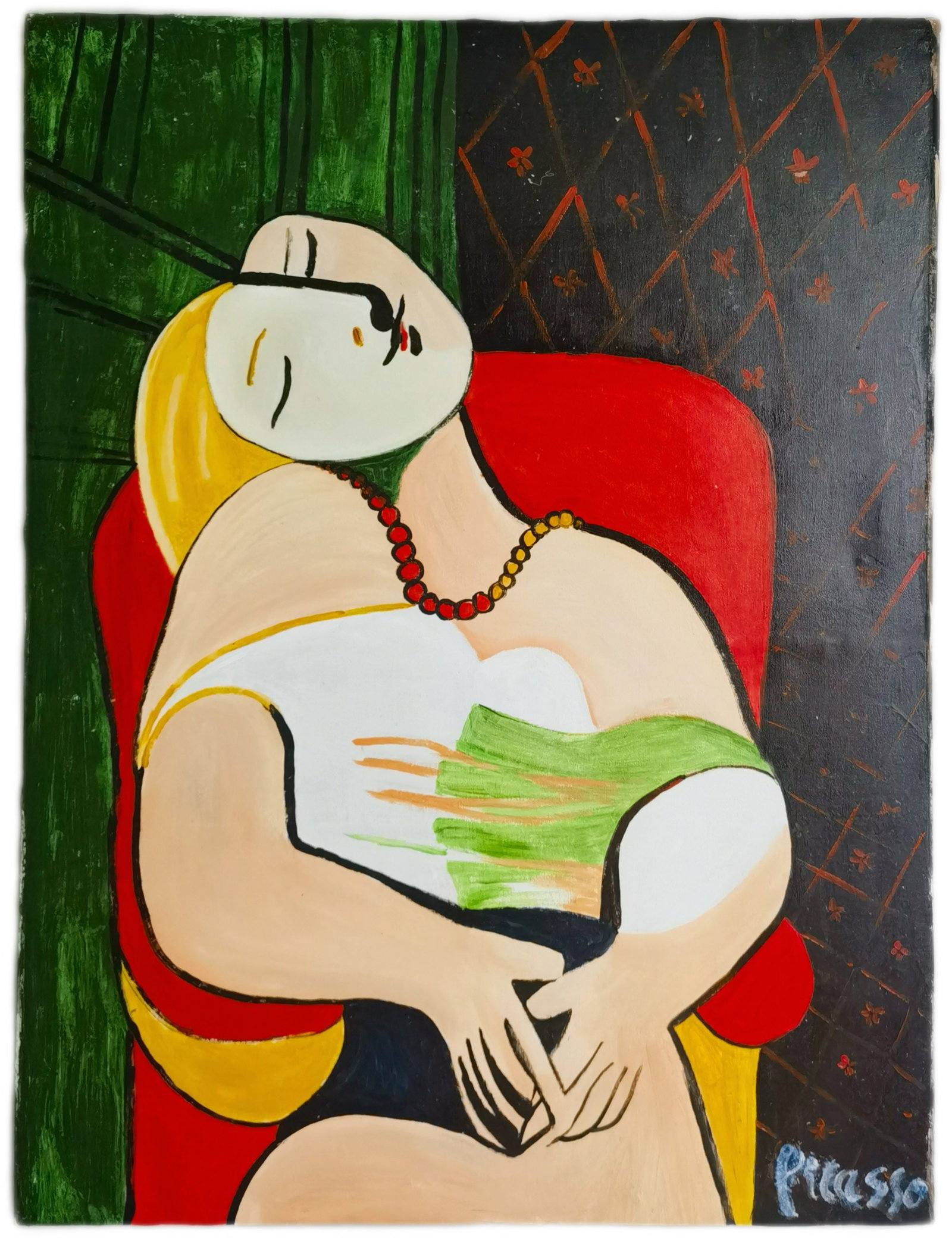 PABLO PICASSO (1881–1973), OIL ON CANVAS: PABLO PICASSO (1881–1973), OIL ON CANVAS Dimensions: 93x122.5cm. All measured values are approximate. Provenance and Authenticity: VAN HAM KUNSTHAUS,GERMANY Signature: Sitting Woman·Pi