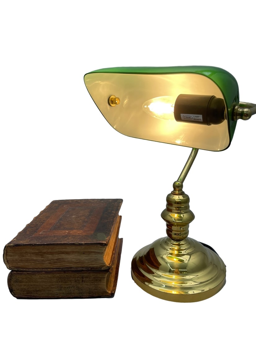 BRITISH LIBRARY DESK LAMP WITH GREEN SHADE, 1980S (1 of 3)