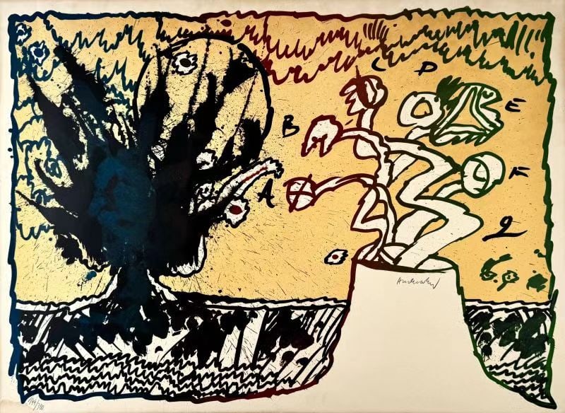 PIERRE ALECHINSKY (1927–), ALPHABETICAL VOLCANO, LITHOGRAPHY (1 of 1)