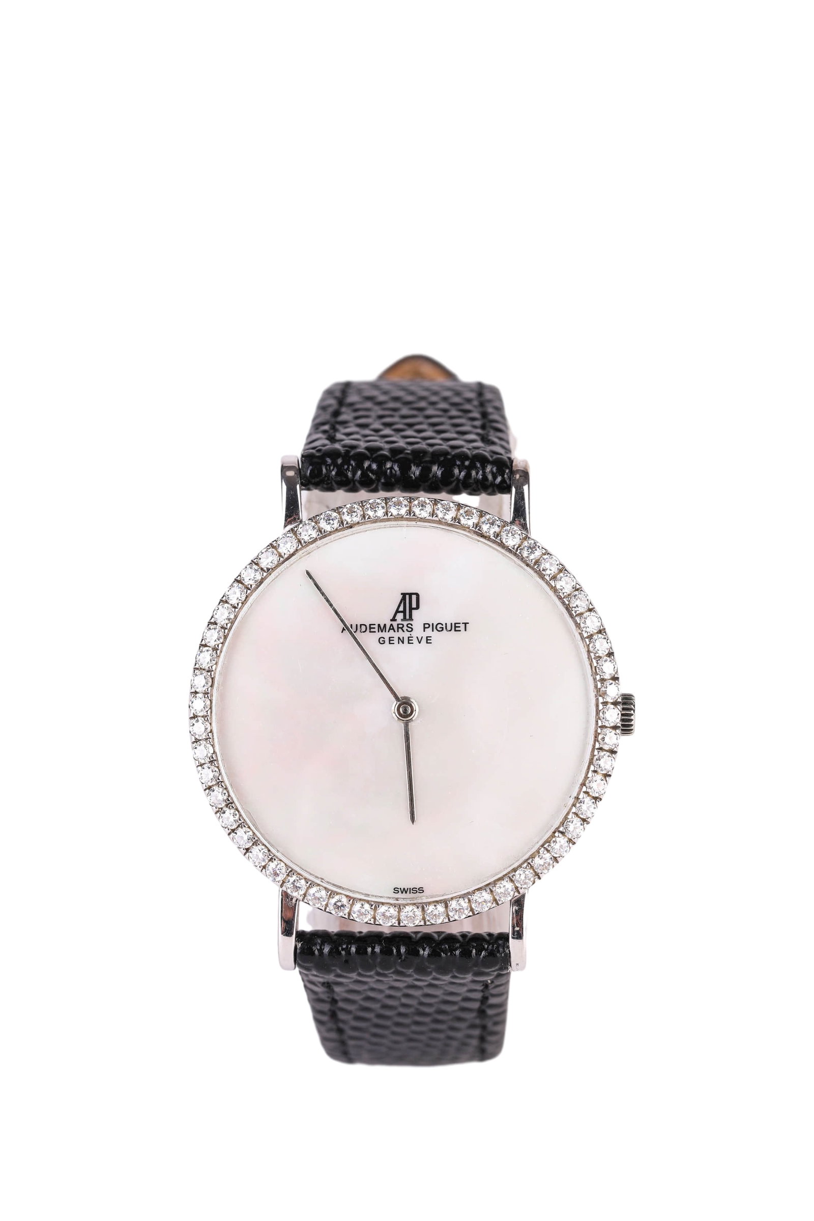 AUDEMARS PIGUET GOLD AND DIAMOND-SET WRISTWATCH: AUDEMARS PIGUET GOLD AND DIAMOND-SET WRISTWATCH Dimensions: Width: 3.5 cm (1.4 in.). All measurements are approximate.