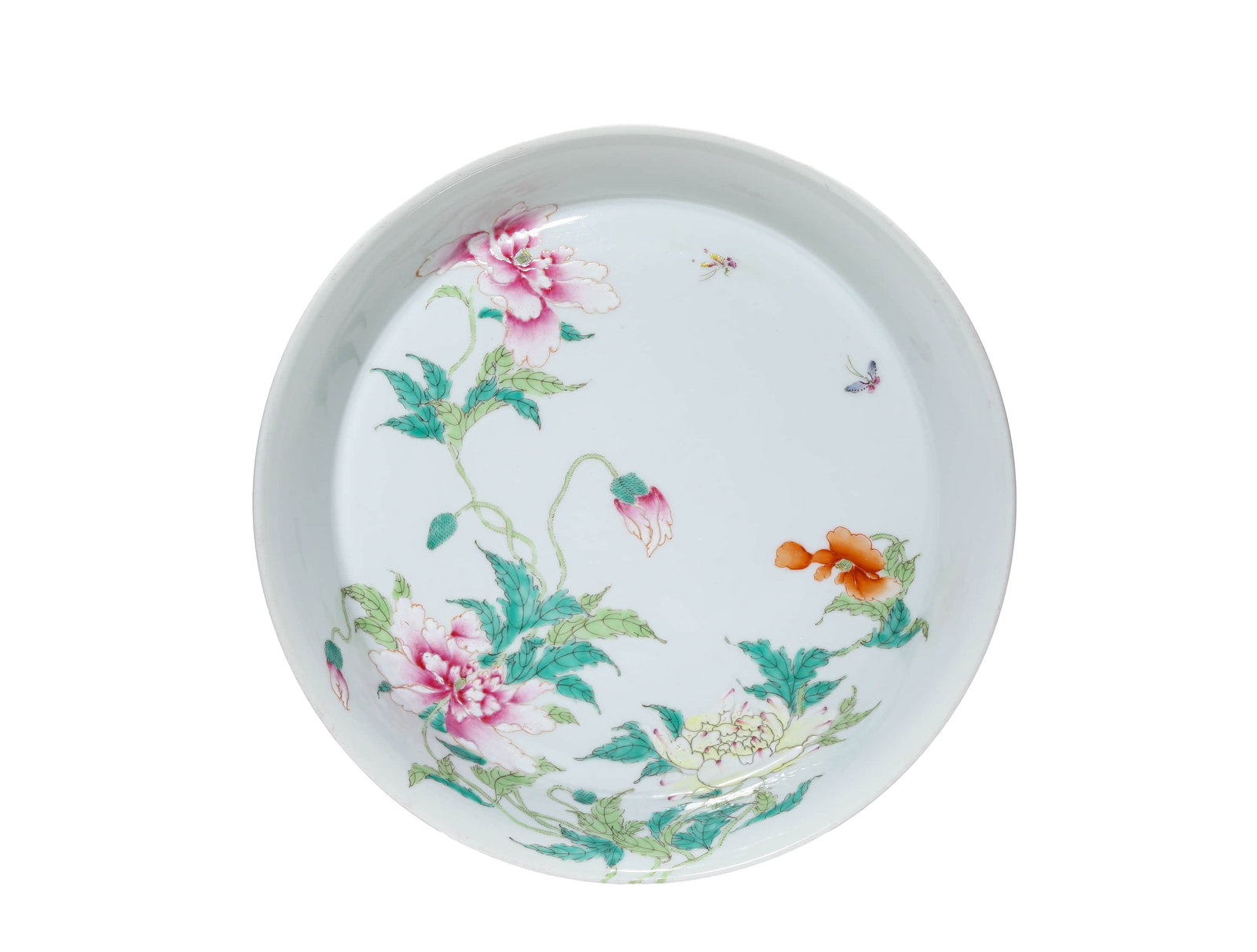 A FAMILLE ROSE 'FLOWERS' DISH: A FAMILLE ROSE 'FLOWERS' DISH Dimensions: Diameter: 24.3 cm (9.6 in.), Height: 4.3 cm (1.7 in.). All measurements are approximate.