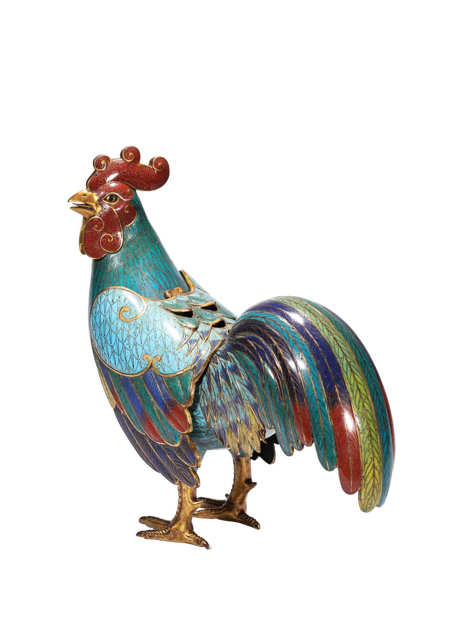 A CLOISONNÉ ENAMEL 'DAJI' ORNAMENT: A CLOISONNÉ ENAMEL 'DAJI' ORNAMENT Dimensions: Weight: 2.2 kg. Length: 31 cm (12.2 in.), Width: 12 cm (4.7 in.), Height: 29.5 cm (11.6 in.). All measurements are approximate.