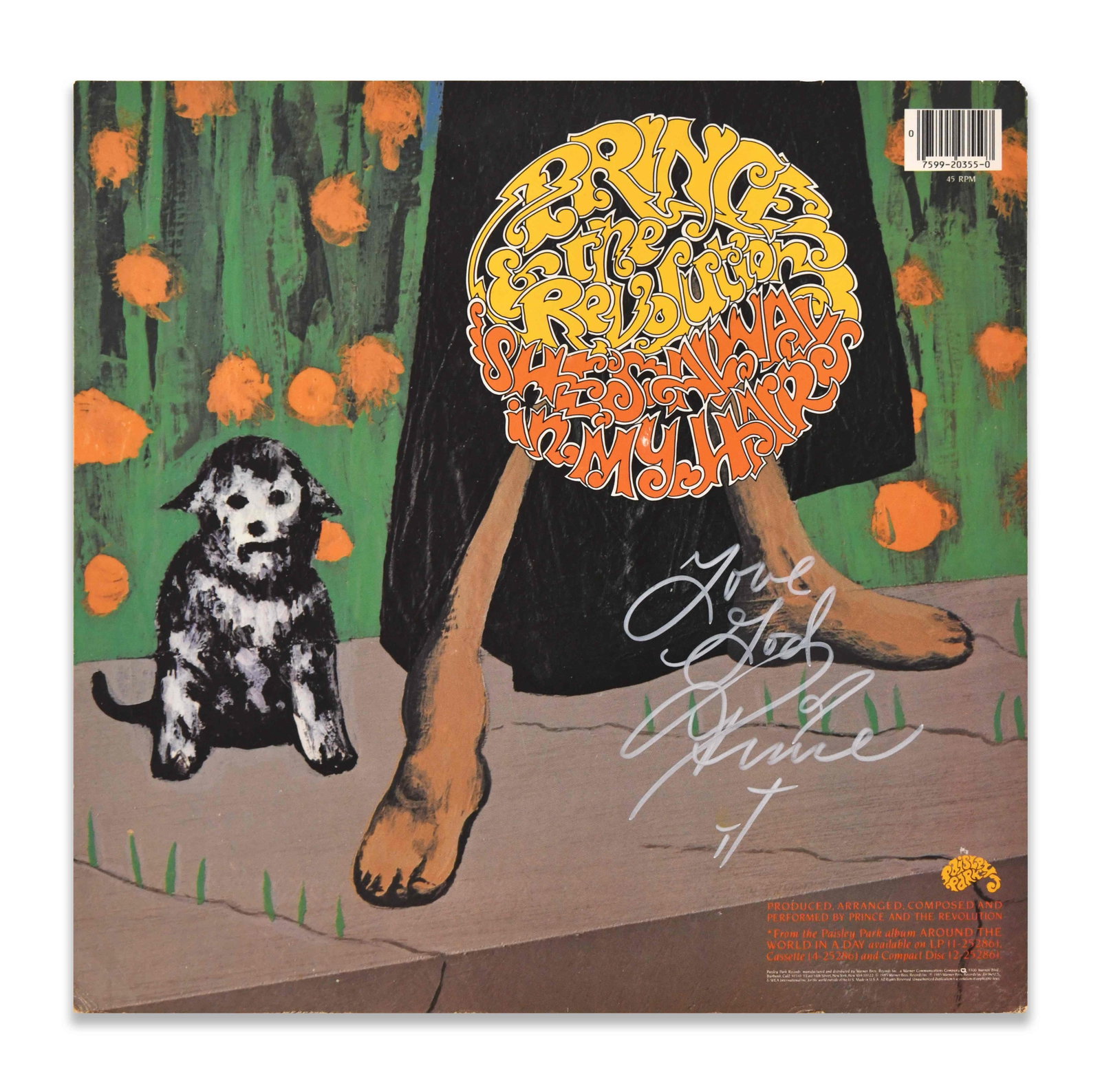 PRINCE - SIGNED SIGN "O" THE TIMES (PAISLEY PARK RECORDS, 1987 SINGLE SLEEVE) (1 of 5)