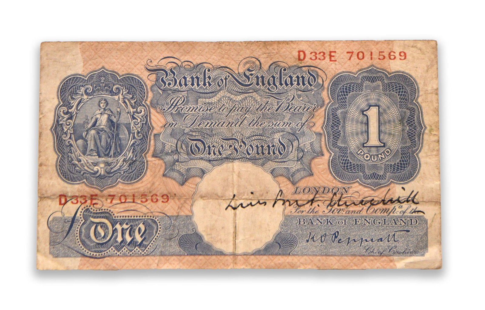 BANK OF ENGLAND ONE POUND NOTE - D33E SERIES (1 of 2)
