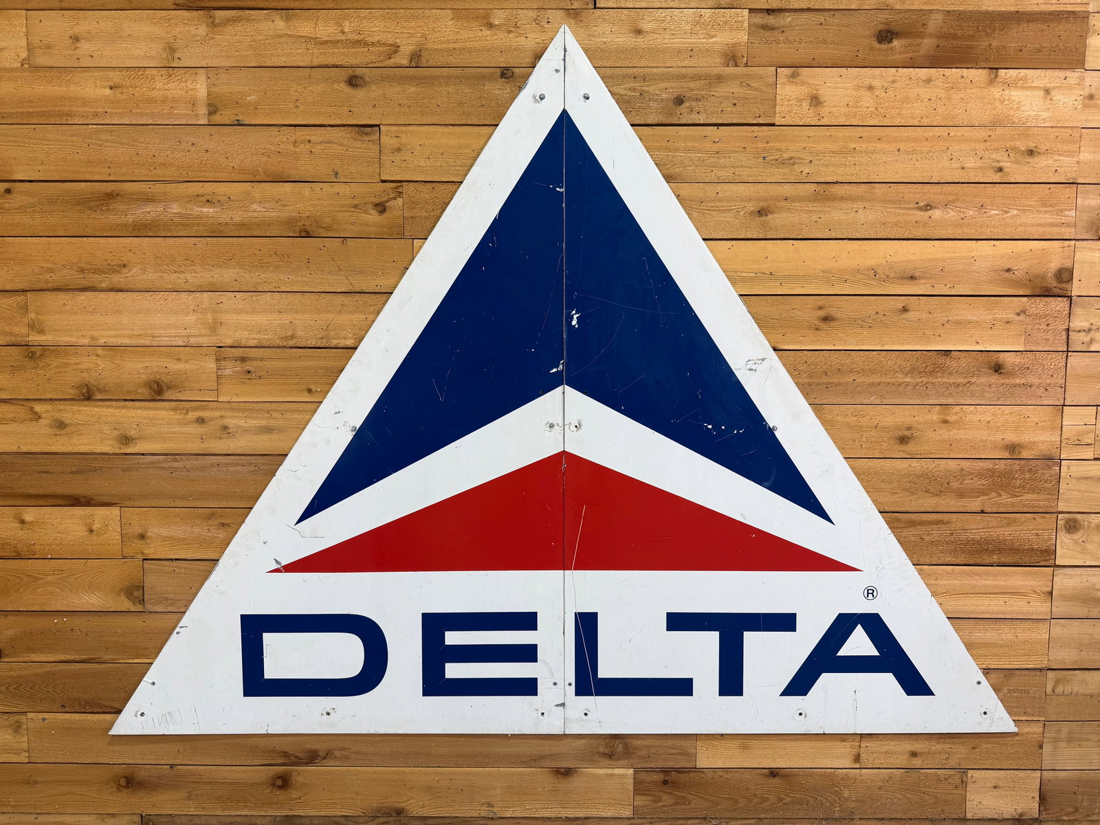 Original Single Sided Painted Metal Delta Airlines Sign (1 of 2)