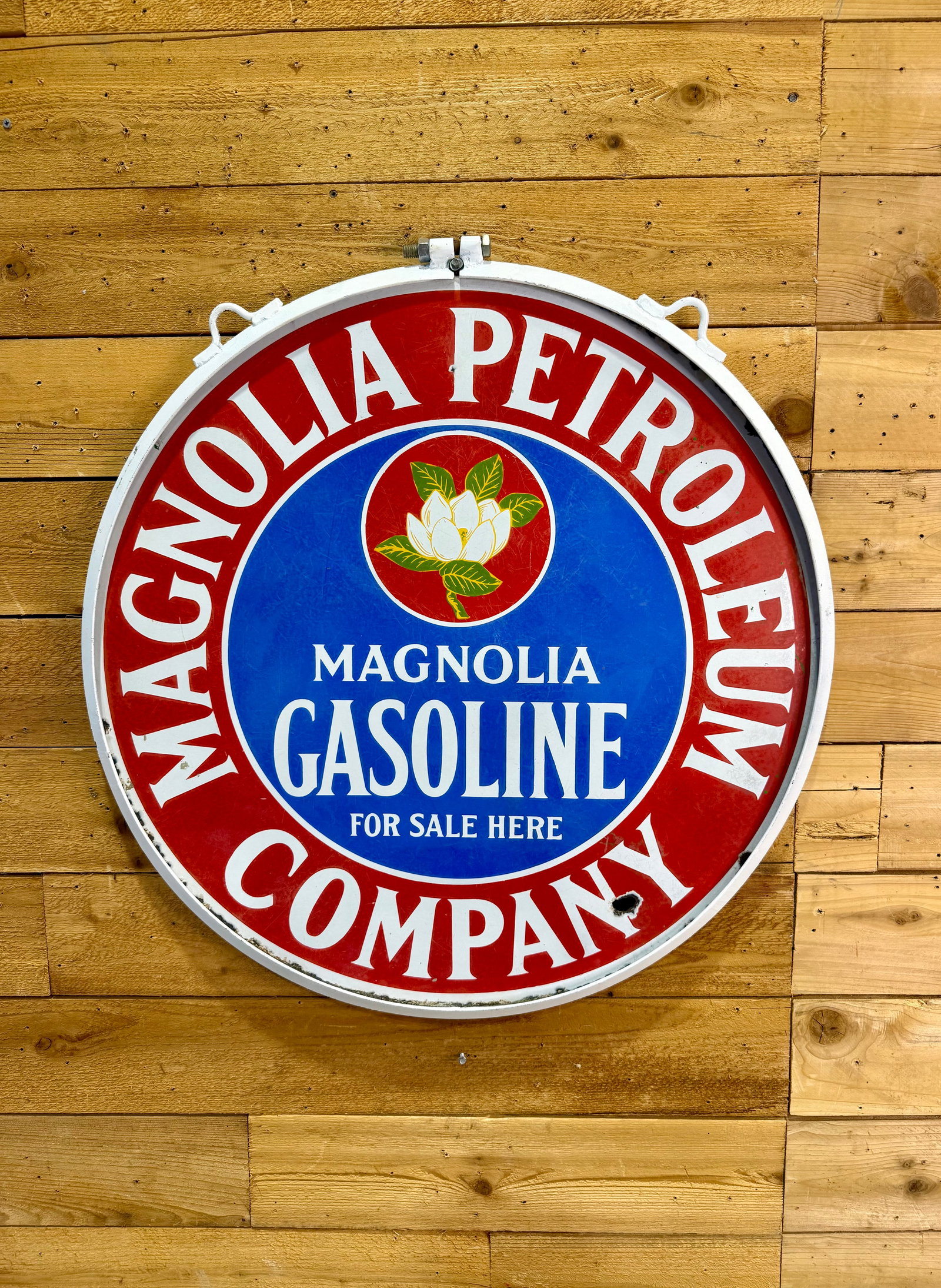 Original Double Sided Porcelain Magnolia Petrolium Compnay Sign - 3