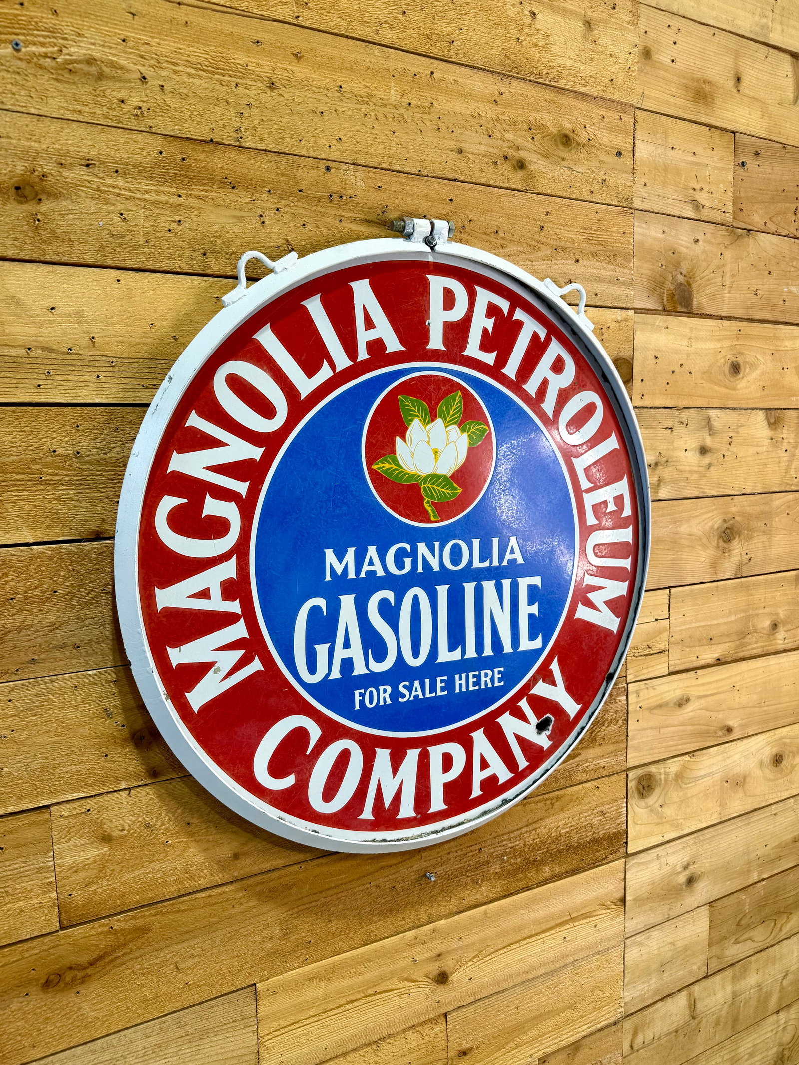 Original Double Sided Porcelain Magnolia Petrolium Compnay Sign - 4