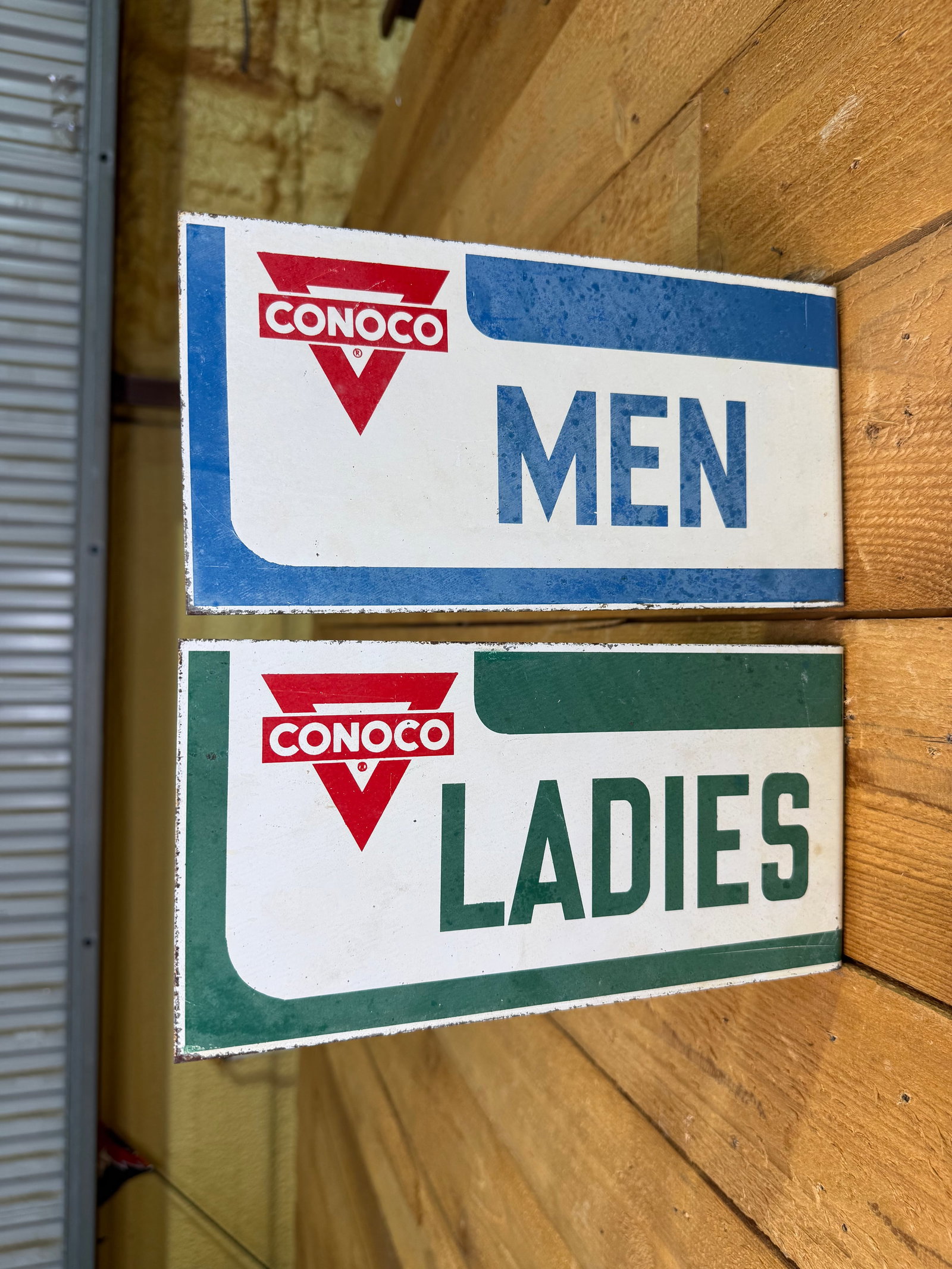 Double Sided Painted Metal Conoco Men & Women Restroom Pair (1 of 4)