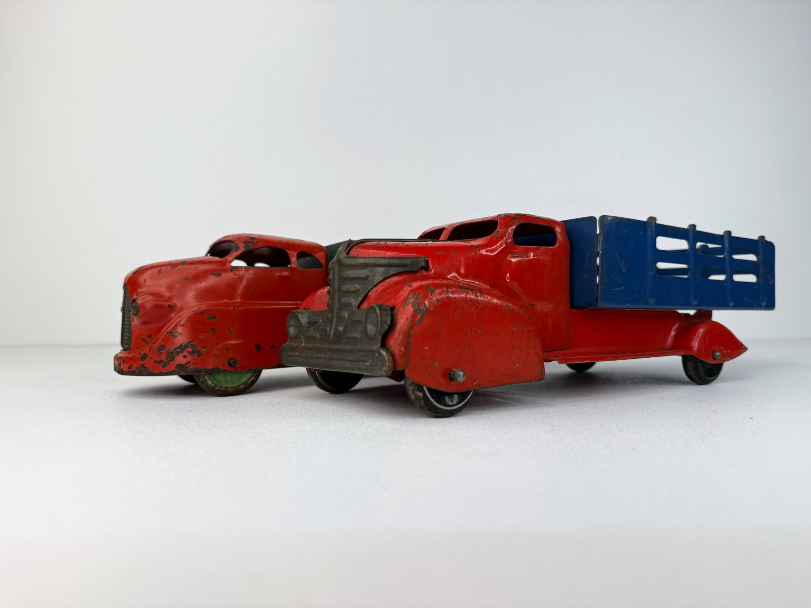Pair of Motor Market Stake Bed pressed Steel Trucks (1 of 8)