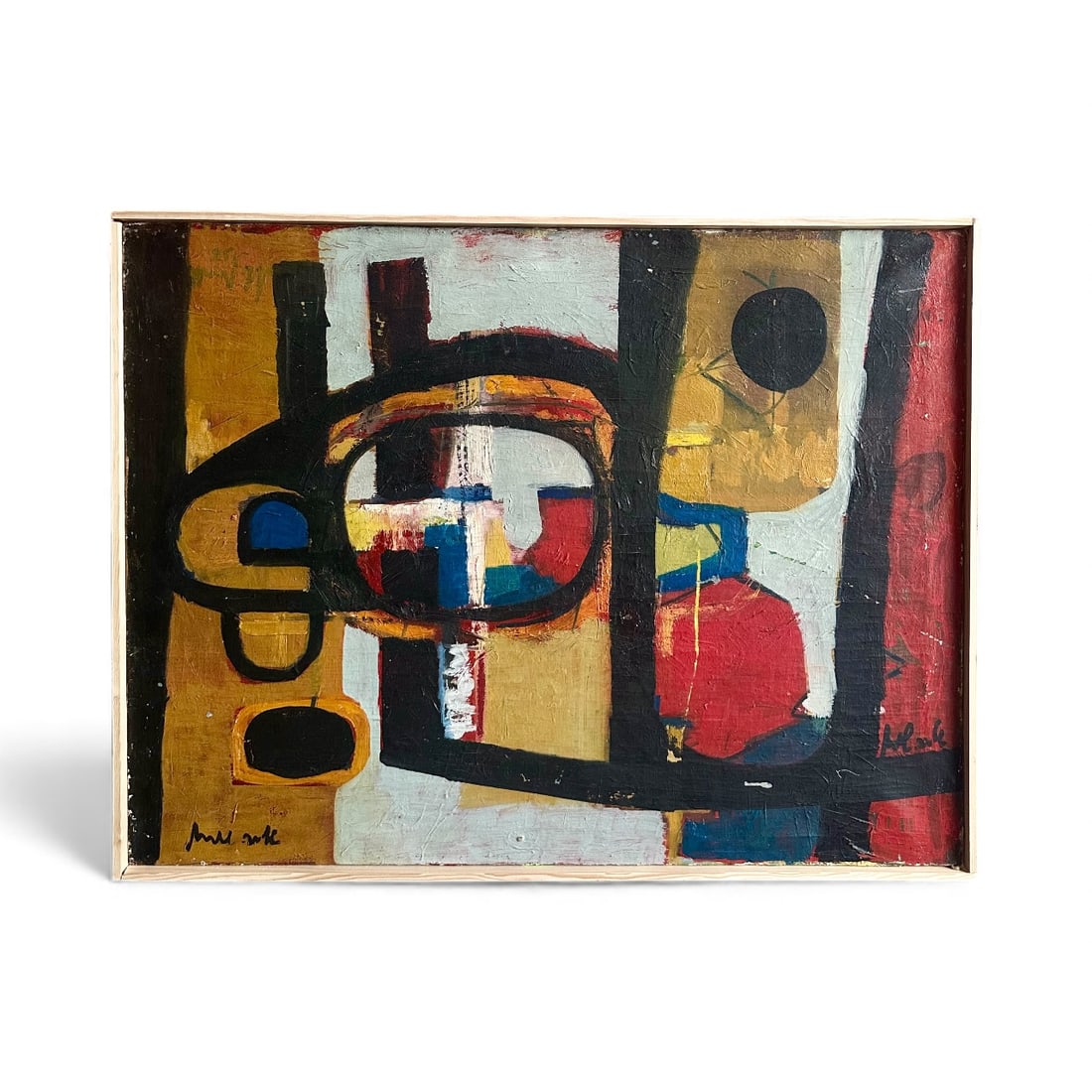 1950s Abstract Expressionist Painting on Canvas, Signed (1 of 5)