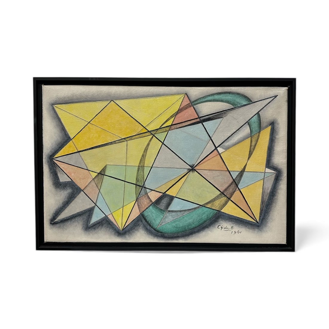 Cicely De Beers (1892-1973) abstract painting on canvas (1 of 4)