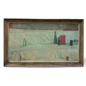 1950s Oil on Canvas Painting by Aliza Mandel (1927-2007) abstract still life