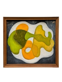1963 Paint on Canvas Abstract Composition by Cicely De Beers (1892-1973) in Cedar Frame