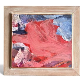 1960s Stan Wood Abstract Expressionist Oil Painting, Modernist Frame