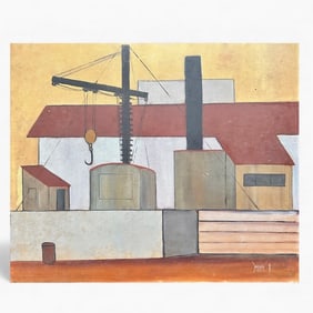 1957 Factory Scene painting by W. Tallman