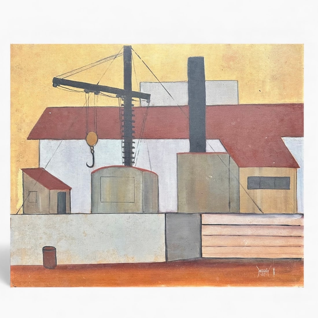 1957 Factory Scene painting by W. Tallman (1 of 3)