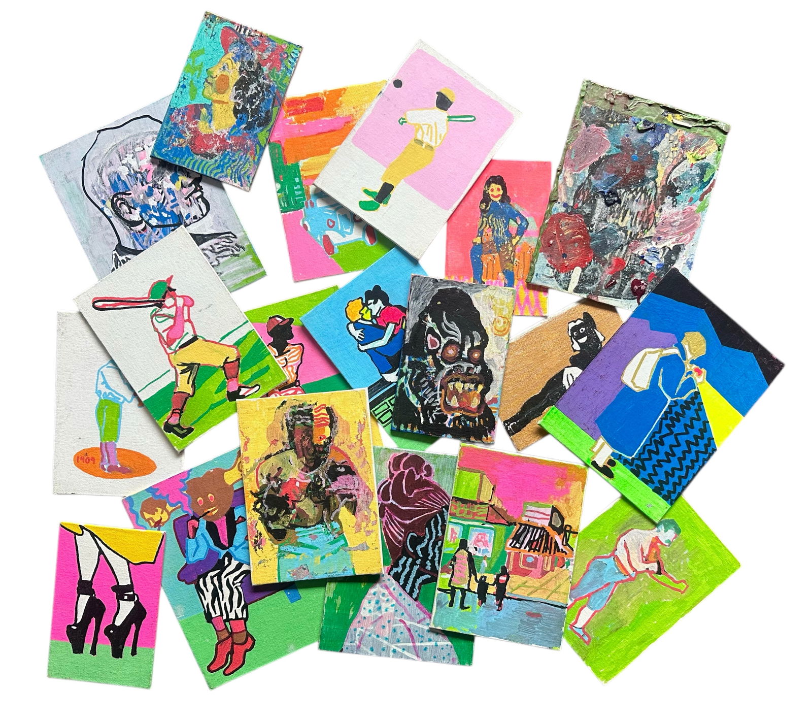 Lot of 19 Small Contemporary Original Abstract Paintings (1 of 3)