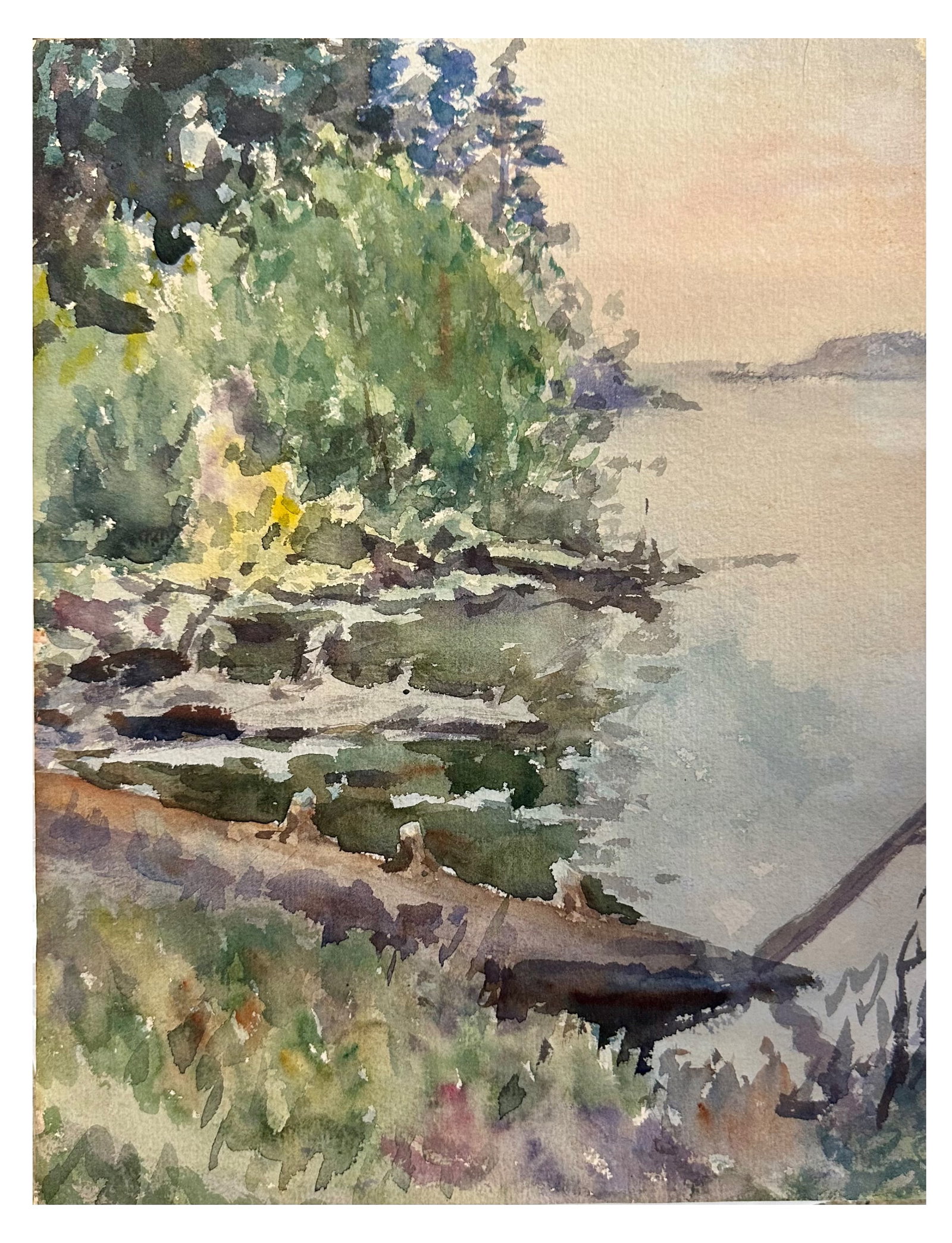 1921 Waterlcolor landscape painting Huntly Palmer: Watercolor landscape on paper measuring 9" by 11.5" marked Huntly Palmer verso