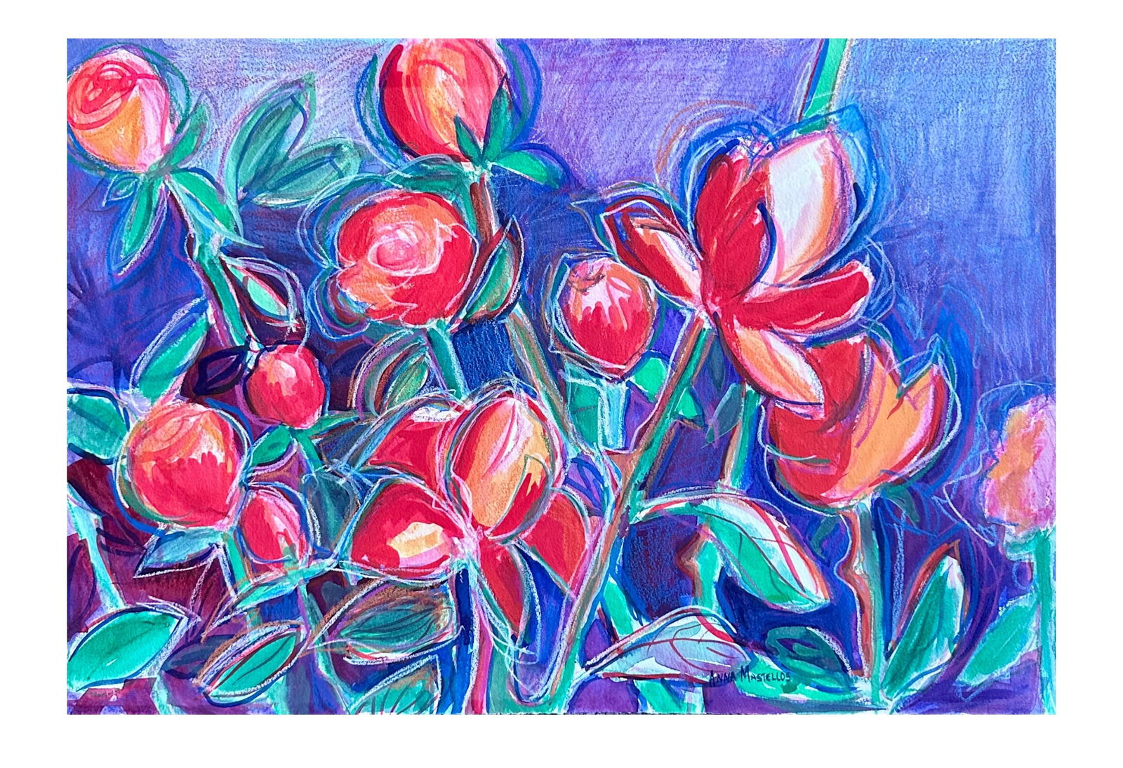 Oregon artist Anna Mastellos Watercolor Floral Painting (1 of 2)