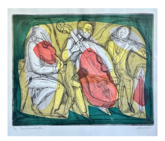 Irving Amen Hand Signed Lithograph Print "Trio Concertante"
