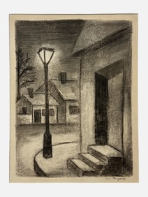 Charcoal Drawing circa 1940 Oregon Artist Lee Meyers