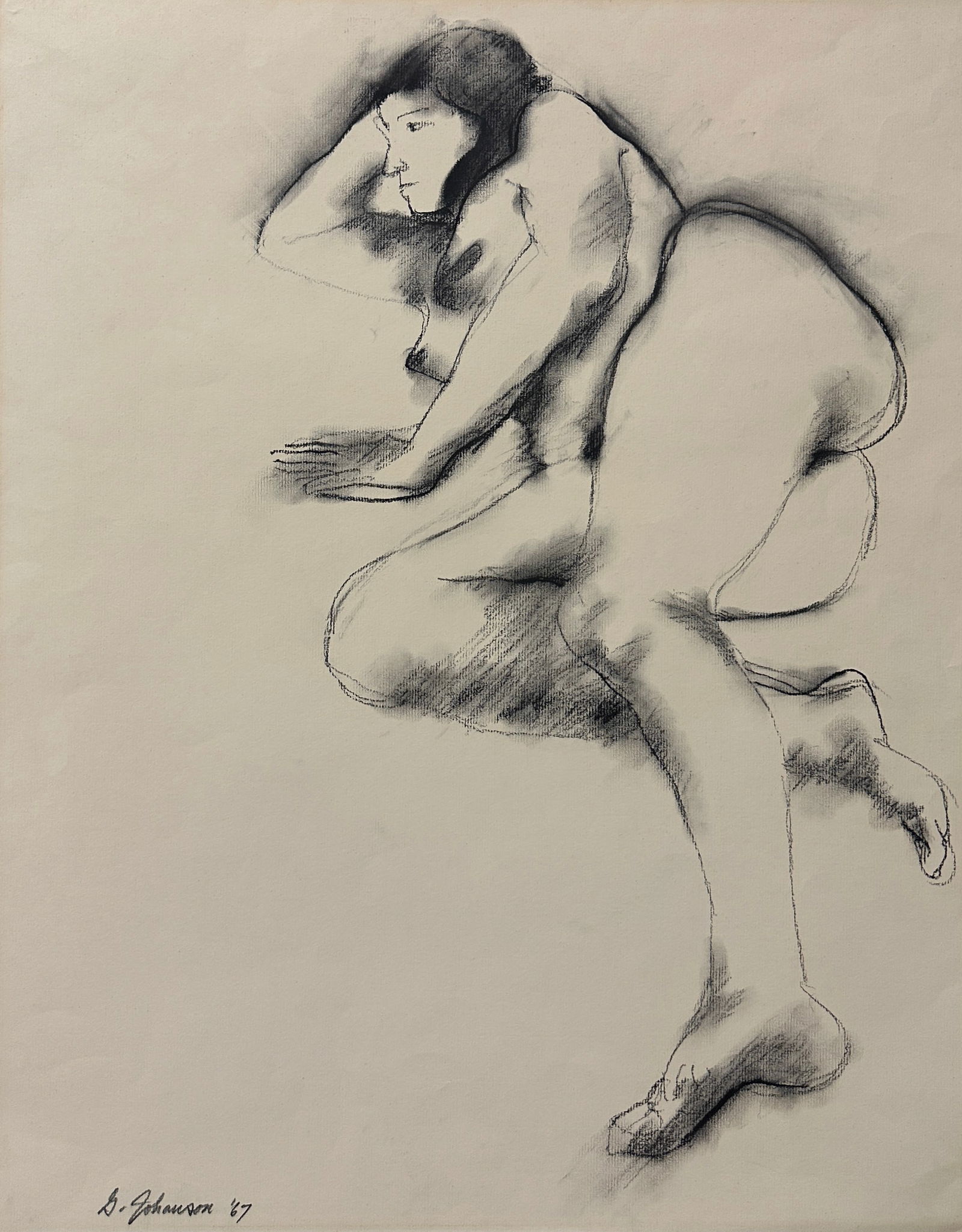 1967 George Johanson (1928-2022) Charcoal On Paper Drawing (1 of 4)
