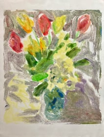 Oregon Artist Alexander Rudinsky. (1957-2011) Paint on Paper Flowers