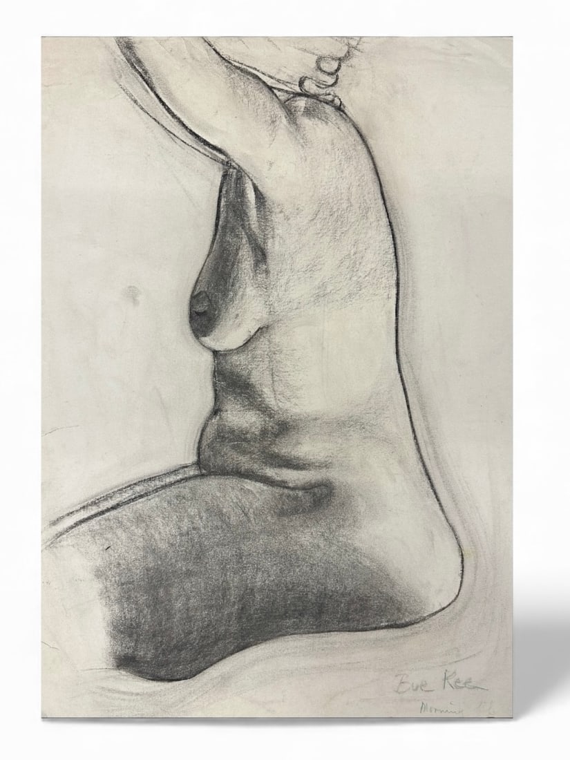 Bue Kee (1893-1985) Pencil Sketch on Paper Seated Nude: Bue Kee (1893–1985) — Pencil sketch on paper, “Seated Nude.” Image measures 25" × 17". Bue Kee was a Chinese American artist born in Portland’s Chinatown, later living outside Portland 