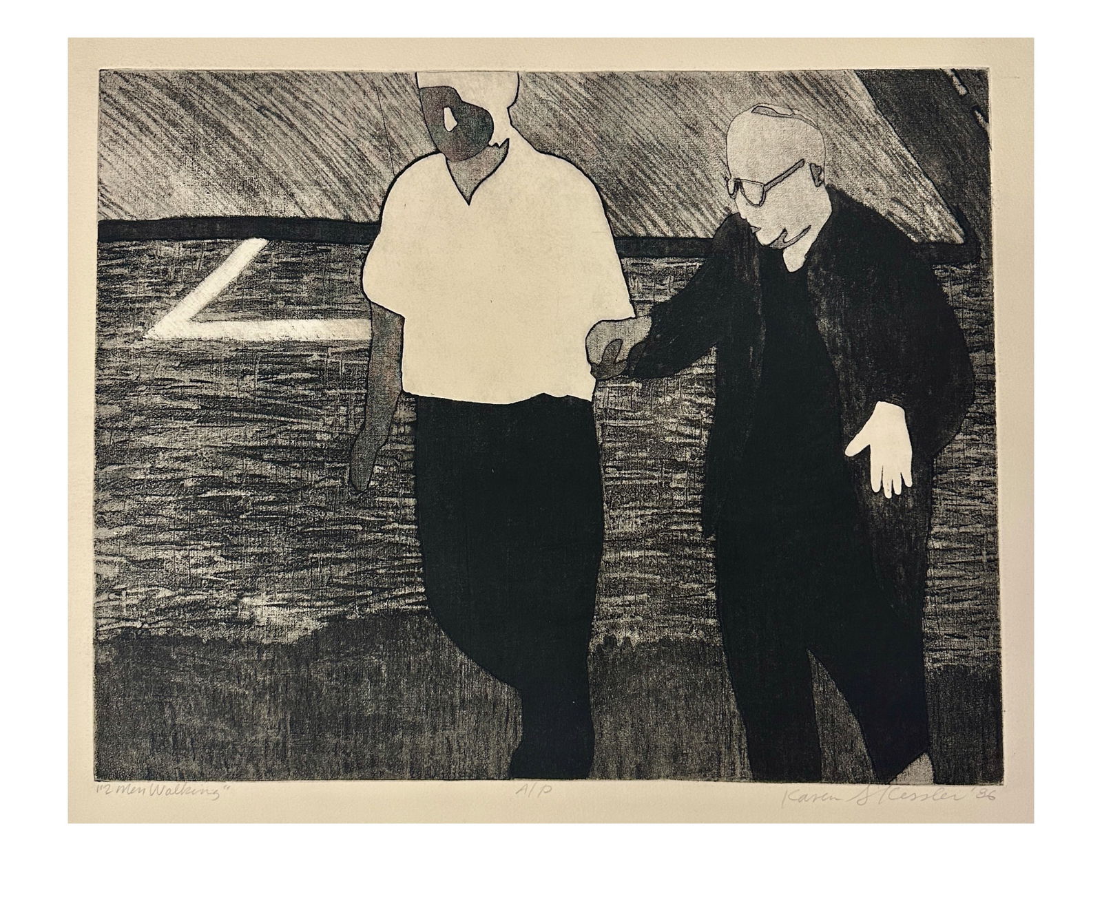 Karen Kessler "2 Men Walking" Print A/P 1986 (1 of 3)
