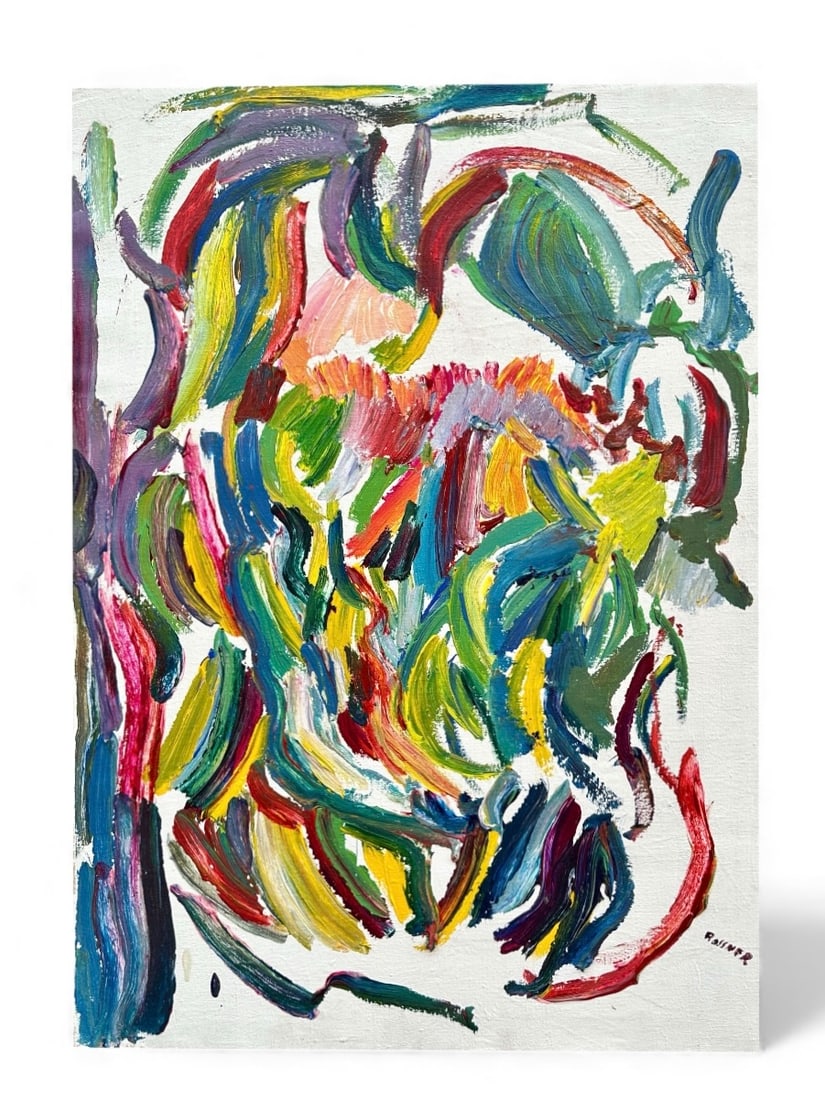 Alan Rossner (1943-2008) Mid Century Abstract Expressionist Oil on Canvas Painting (1 of 2)