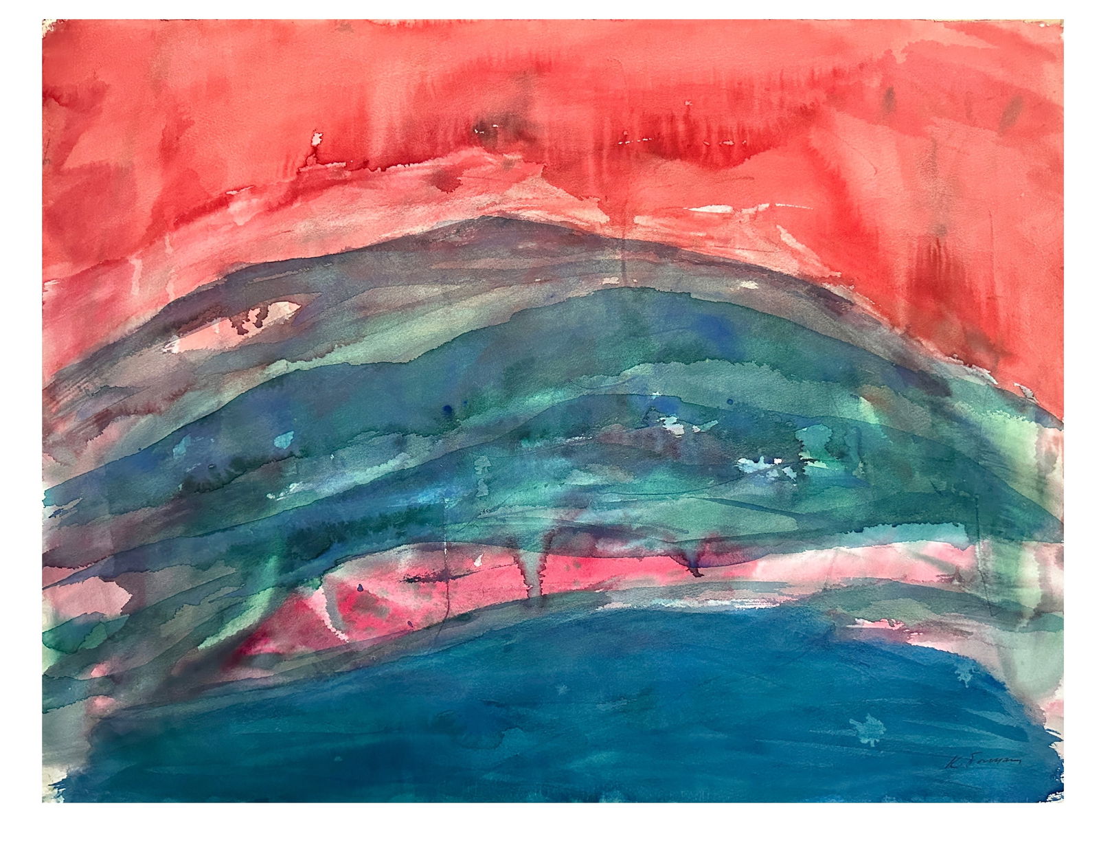 1960s Kenneth Warner Forman (1925-2015) Modernist Watercolor Painting #2 (1 of 2)