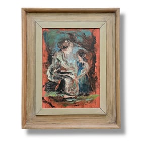 20th Century Modernist Abstract Figurative Oil Painting by Albert Patecky (1906-1994)