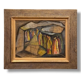 American Modernist Oil Pastel Abstract Figurative Painting by Martin Rosenthal (1889-1974)