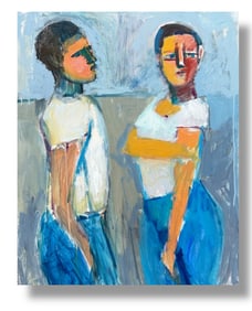 American Modernist Abstract figurative Portrait Oil Painting Margie Lee (1950-2021)