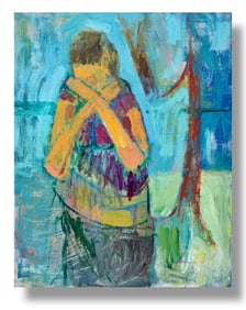 American Modernist Abstract figurative Portrait Oil Painting Margie Lee (1950-2021)