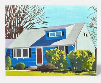 Vintage Real-Estate Listing Painting, Unknown Artist, 90s Suburbia #2