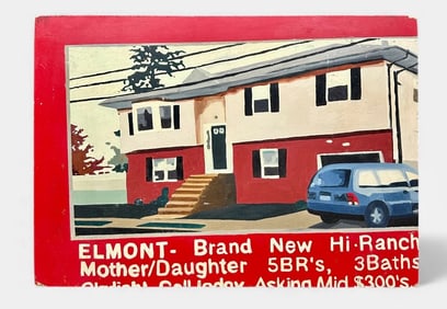 Vintage Real-Estate Listing Painting, Unknown Artist, 90s Suburbia #4