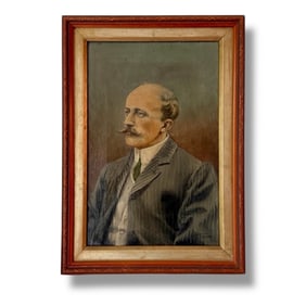 Antique 1908 Oil on Canvas Portrait of a Man Signed M. Ellis