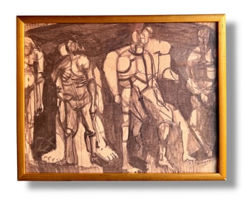 Ink on Paper 1960s Hal Bohn (1934-2022) Abstract Figurative Drawing