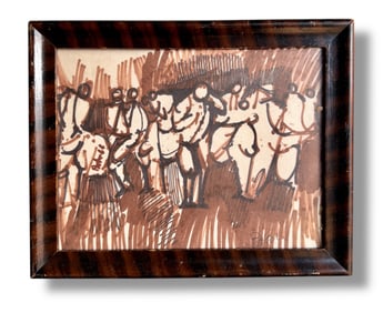 Ink on Paper 1960s Hal Bohn (1934-2022) Abstract Figurative Drawing #2