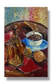 Circa 1940s Heavy Impasto Oil on Panel Still Life Painting
