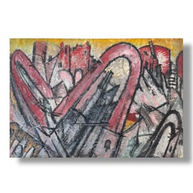 1941 Oil on Paper Abstract Painting By Ivan Kurach (1909-1968)