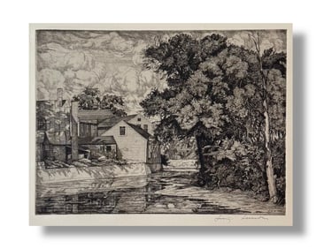 Signed Luigi Lucioni (1990-1988) Original Etching "The Mill"
