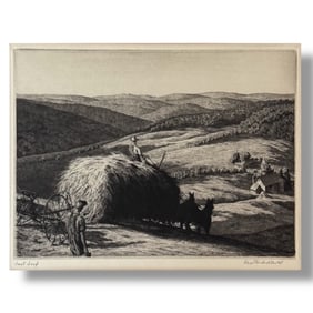 Signed Original Etching "The Last Load" Alice Standish Buell (1892-1960)