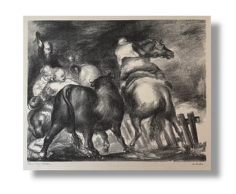 Original Jon Corbino (1905-1964) Signed Print "Escaped Bull"