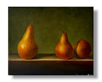 American 21st Century Oil On Canvas Still Life With Pears Painting