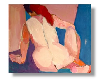 American 20th Century Abstract Oil on Canvas Figurative Nude Painting 1960s