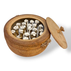 American Studio Pottery 1981 Abstract Lidded Pot Signed Wayland